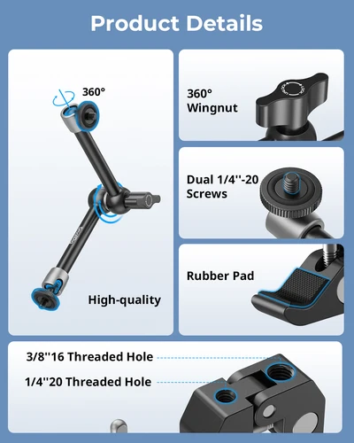Imagen 2 del producto SmallRig Abrazadera en forma de cangrejo de 9,8 pulgadas para teléfonos con súper abrazadera y brazo mágico con tornillo de 1/4 ""-20 para cámaras de acción Monitores Micrófono -5326