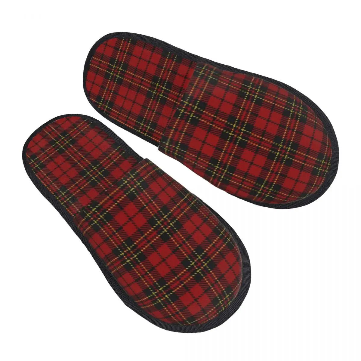 Custom Royal Tartan Plaid House Slippers Women Soft Memory Foam Texture Gingham Slip On Spa Slipper Shoes