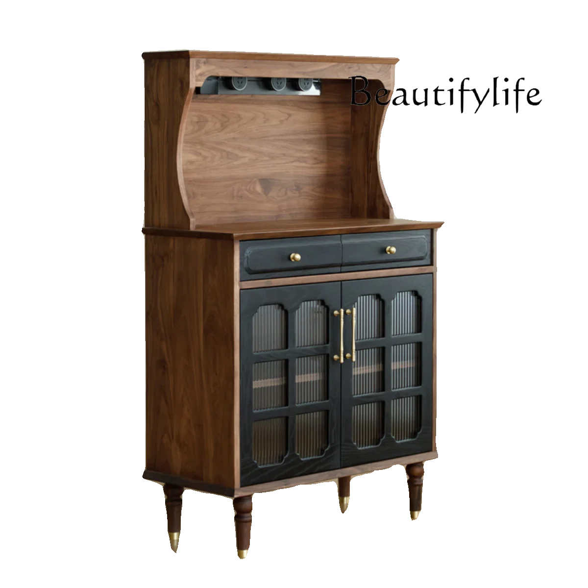 

North American black walnut retro dining side wine cabinet integrated bar cabinet black American medieval furniture