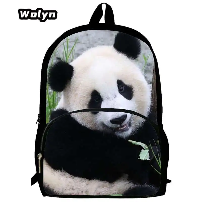 Mochila escolar de dibujos animados para niños y niñas, morral con estampado de animales grandes, Panda 3D, grado 1-3