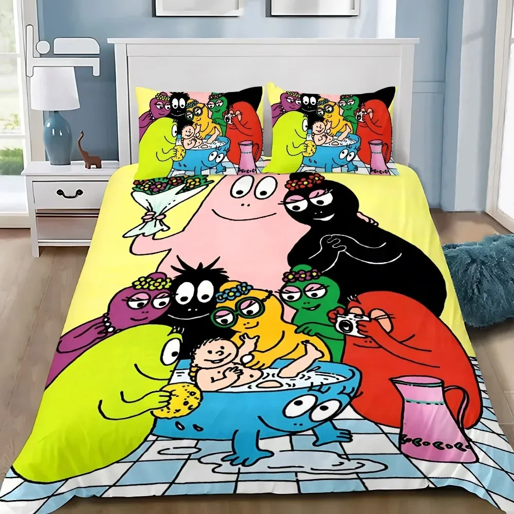 Cartoon B-Barbapapa Bedding Set For Bedroom Soft Modern Bedspreads Comefortable Kids Duvet Cover Quilt Cover And Pillowcase