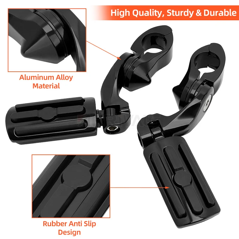 Motorcycle Highway Pegs Crash Bar Clamp Mount Engine Guard Foot Pegs Footrest For Harley Touring Honda Kawasaki Suzuki Yamaha