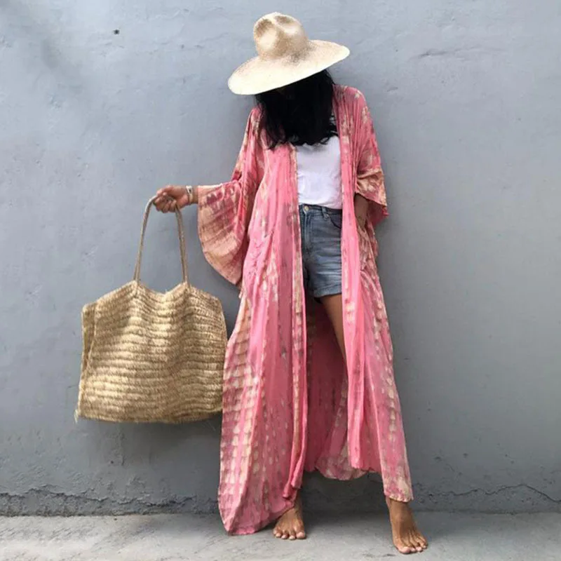 Bohemian Printed Women Beach Dress Bathing Suit Cover Up Summer Tunic For Women Hooded Beachwear Robe de plage