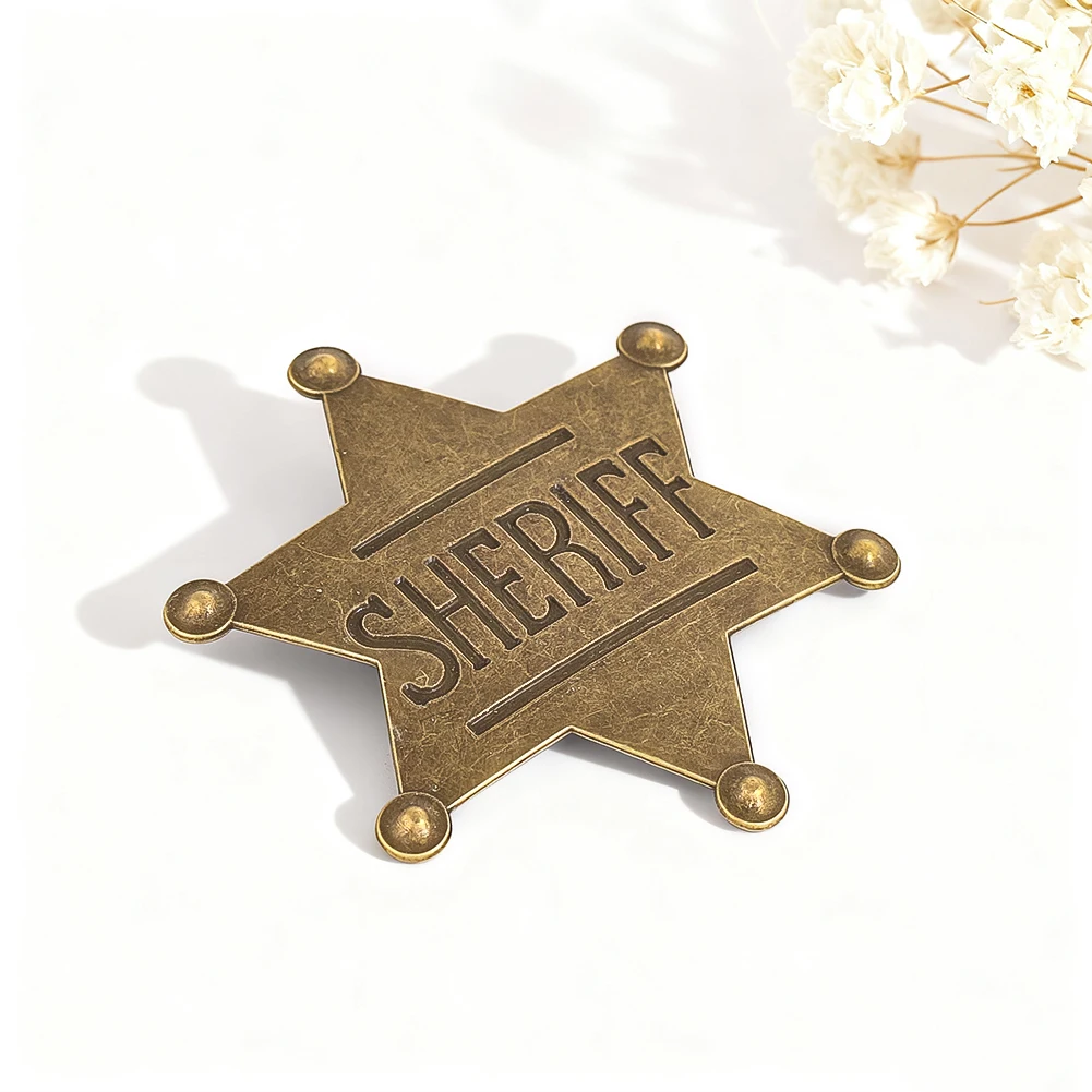 2 قطعة شارات دبابيس شريف المعادن السداسية شريف بروش قبعات رعاة البقر الغربية حفلة تأثيري الدعامة الديكور الإكسسوارات طفل هدية