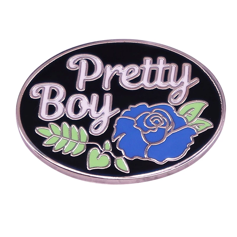 

A2578 Cartoon Pretty Boy With Blue Flower Brooches on Clothes Lapel Pins for Backpack Enamel Pins Men Badges Jewelry Decoration