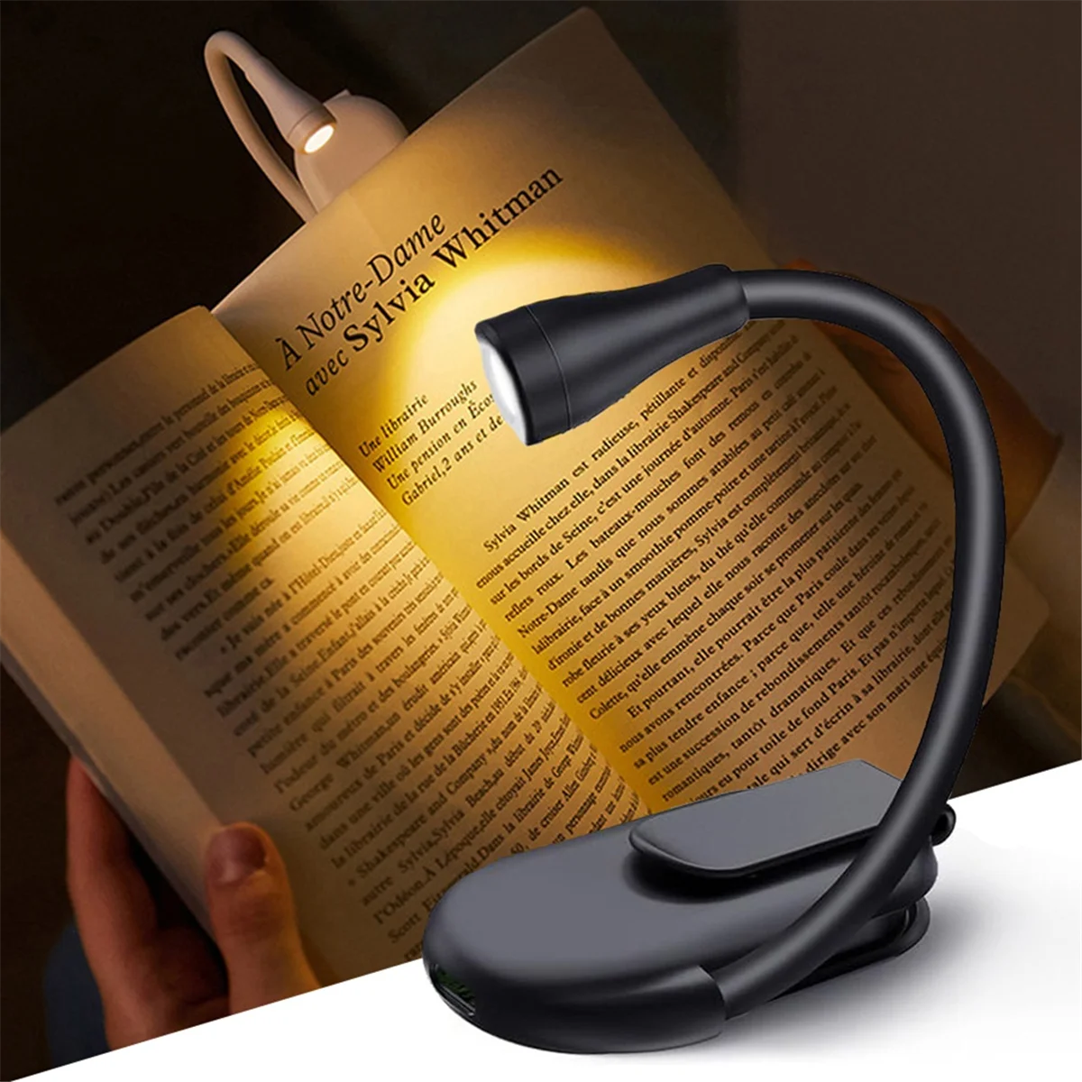 Book Light 3 Color Reading Light USB Rechargeable Portable Book Lamp for Reading in Bed Book Lover LED Night Light A