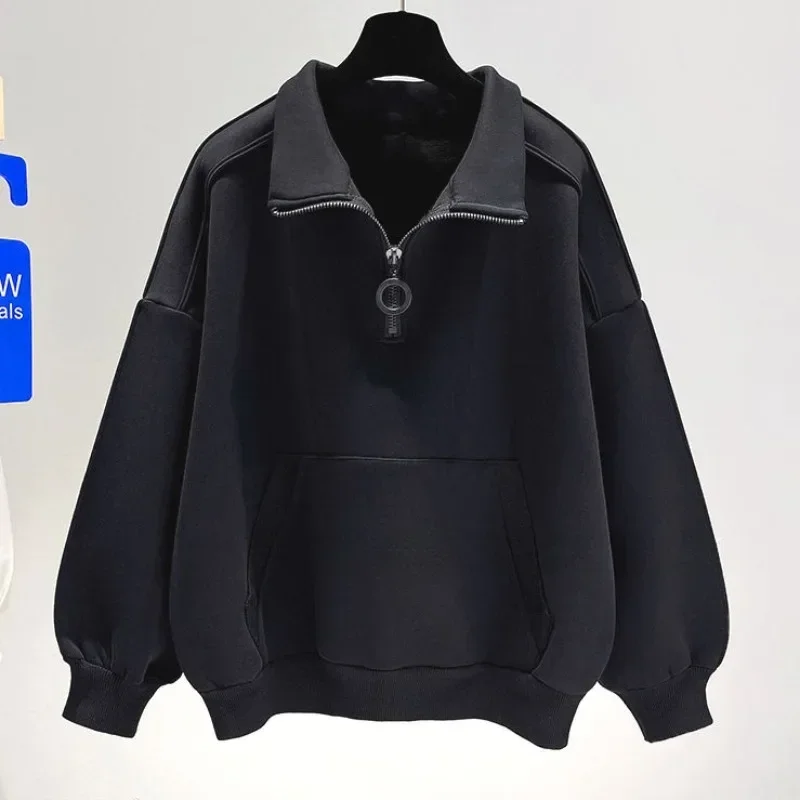 Pullover With Zipper Sweatshirt for Women Full Zip Up Woman Tops Plain New In On Promotion Kpop High Quality M 2000s Outerwears