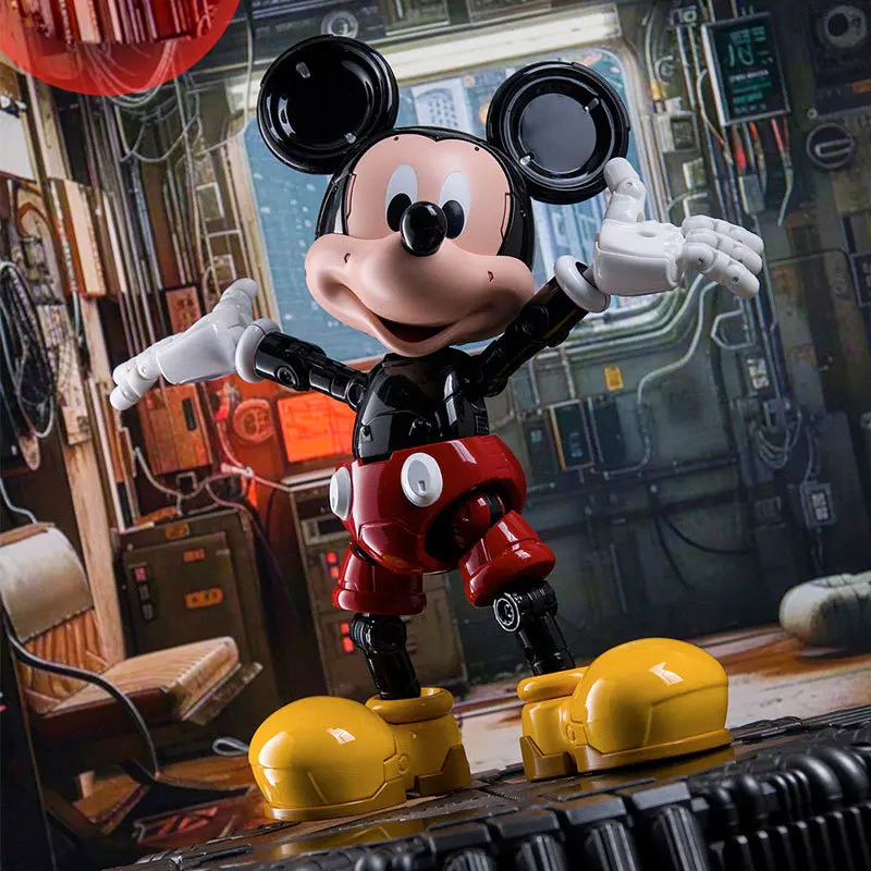 Disney Mickey Mouse Anime Figures Mecha Mickey Cartoon Animated 19cm Alloy Mecha Action Figure Doll Collection Birthday Gifts