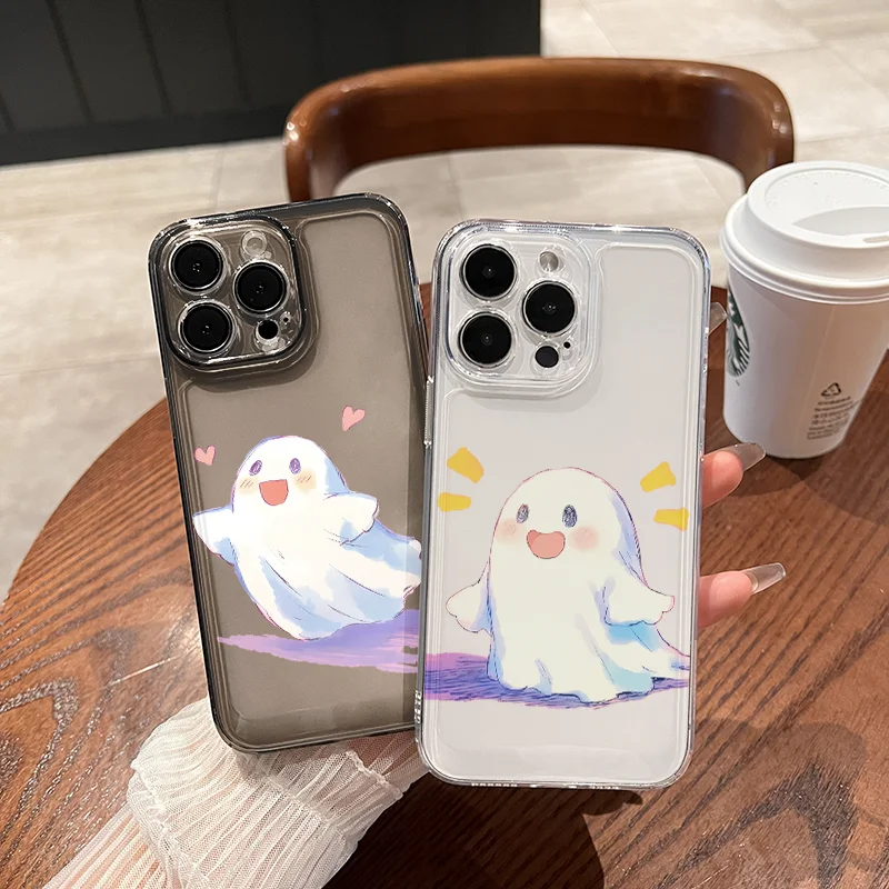 Cartoon Kawaii Cute Specter Phone Case For iPhone 16 15 14 13 12 11 Pro Max XR XS MAX 7 8 Plus Y2K Lovable Anti Fall Back Cover