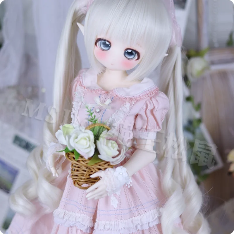 

BJD Doll Wigs Long Curly Hair For 1/3 1/4 MSD MDD Doll Wavy Hair White Pink Wigs Accessories Girls DIY Gift(No Dolls)