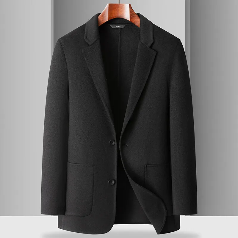 Casual Men\'s Woolen Coats 2026 Spring Autumn Short Overcoat Solid Color Wool Windbreaker Jacket Business Warm Top Suits Clothing