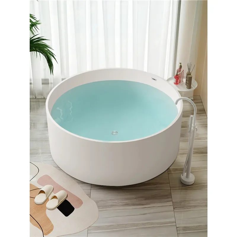 for Artificial Stone Bathtub Double Couple 1.2m 1.5m Hotel B&B Independent Integrated Thick Round Bathtub