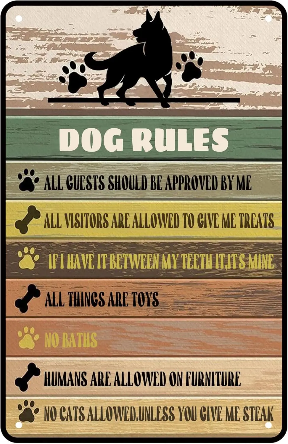 Funny Dog Rules Metal Tin Sign With Sayings Wall Decor Farmhouse Rustic Signs For Home Dog Lovers Wall Decor Gifts sign