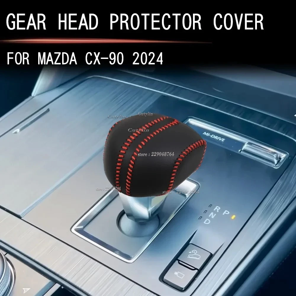 For Mazda CX-60 CX60 2022-2024 For CX90 CX80 2024 2025 Car Leather Head Knob Gear Shift Collars Handbrake Grip Cover Accessories