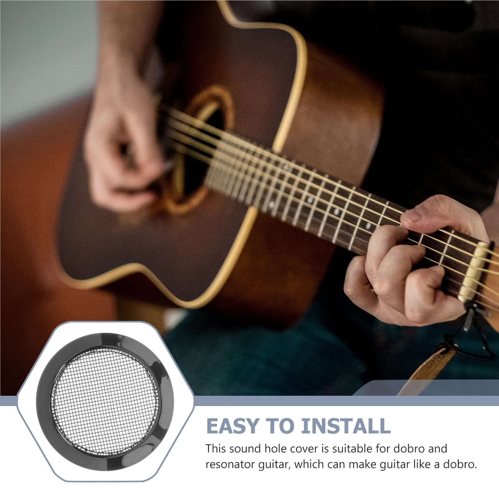

2 Pcs Dobro Soundhole Covers Metal Grille Screens Guitar Resonator Parts Black Lightweight Anti Noise Feedback Accessories
