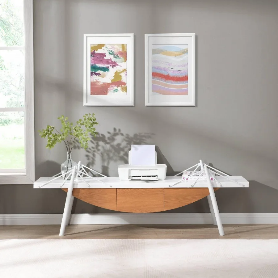 

SailboatShaped TV Stand 70.87 inch Modern Entertainment Center with Drawer MDF Wood Media Console Table Unique l Design Sturdy