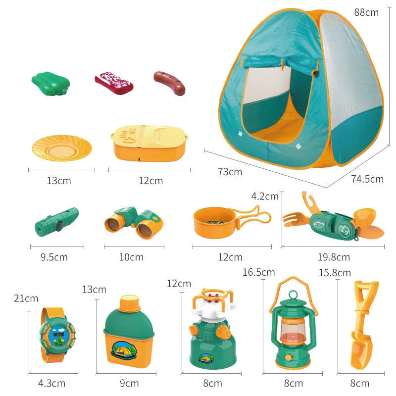 Kids Camping Set Tent 30pcs Outdoor Campfire Toy Set Toddlers Kids Boys Girls Pretend Play Camp Gear Tools Birthday Christmas