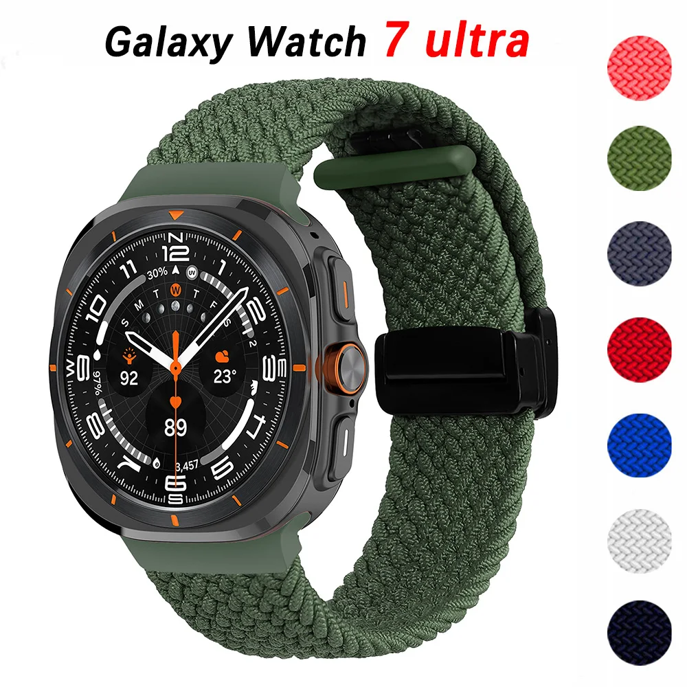 Magnetic Braided Loop For Samsung Galaxy Watch Ultra Strap 47mm Accessories Nylon Bracelet Correa Galaxy Watch 7 Ultra Band 47mm