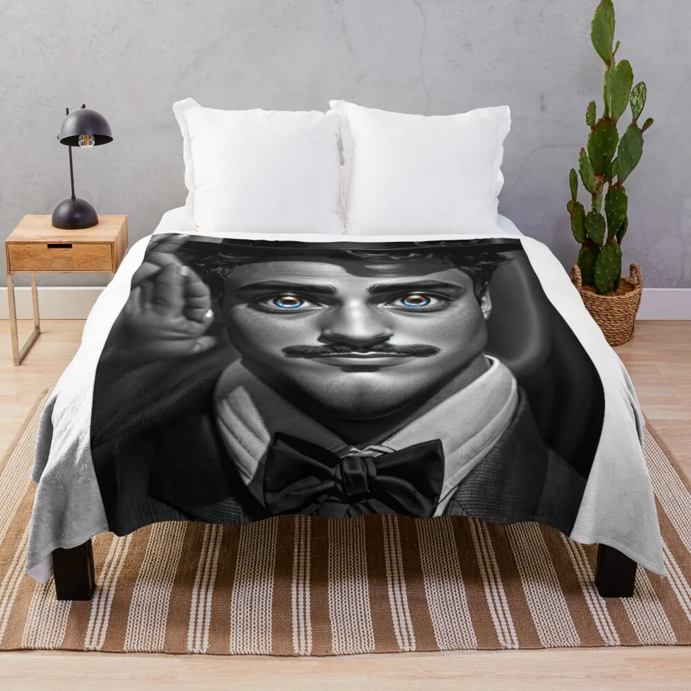 the YOUNG clone of CHARLES CHAPLIN Throw Blanket Summer Flannel Fabric Blankets