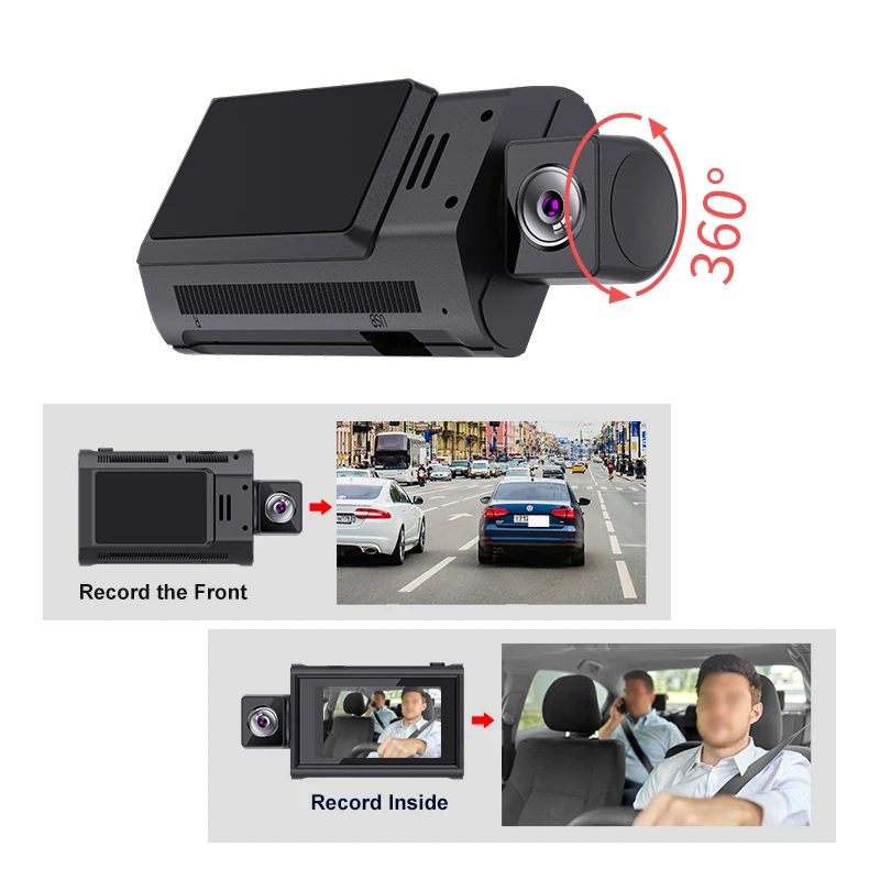 2024 Newest 3 INCH Mini Dashcam W/Rear View Android 10 2+32GB Wifi Gps Dual Lens Record 4G Live Streaming on car ASSIST app