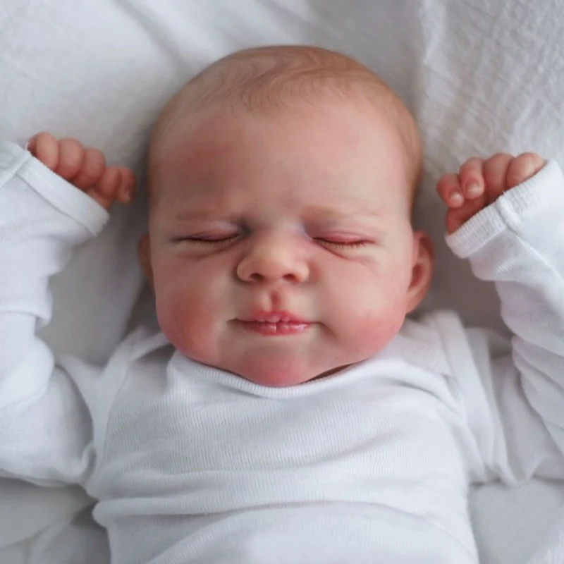 NPK 48cm Newborn Baby Reborn Doll Pascale Sleeping Baby Lifelike Real Baby Soft Touch Hand-Draw Hair