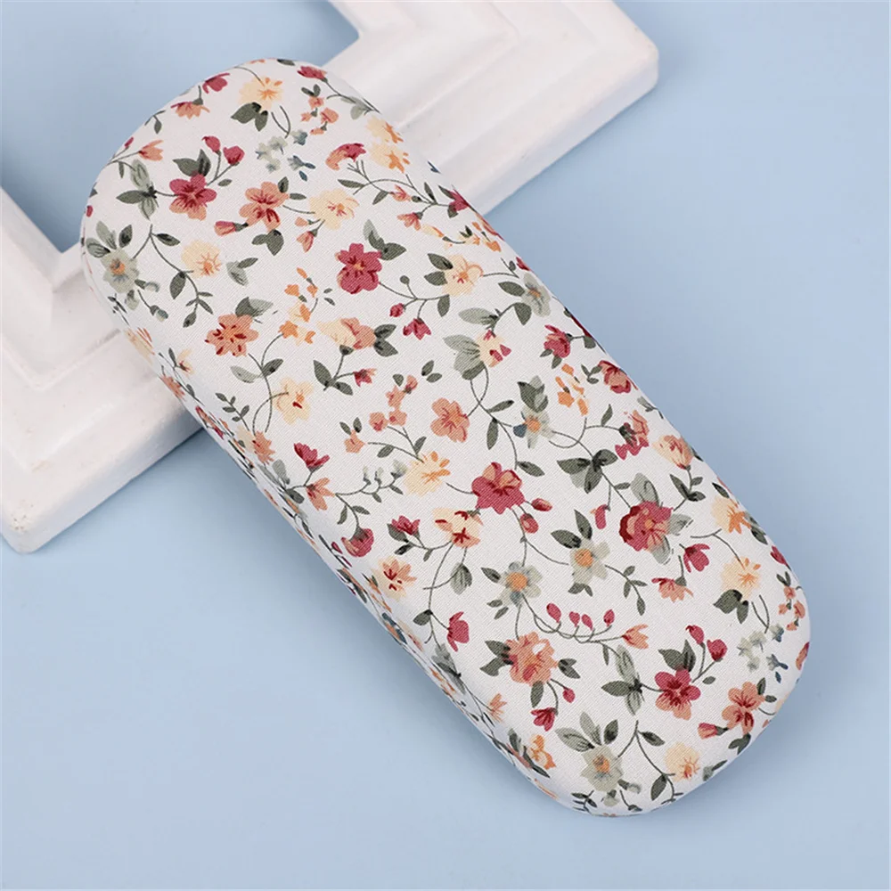 Retro Floral Glasses Case Flower Printed Cloth Reading Glasses Box Hard Eyewear Protector Women Optical Glasses Storage Case