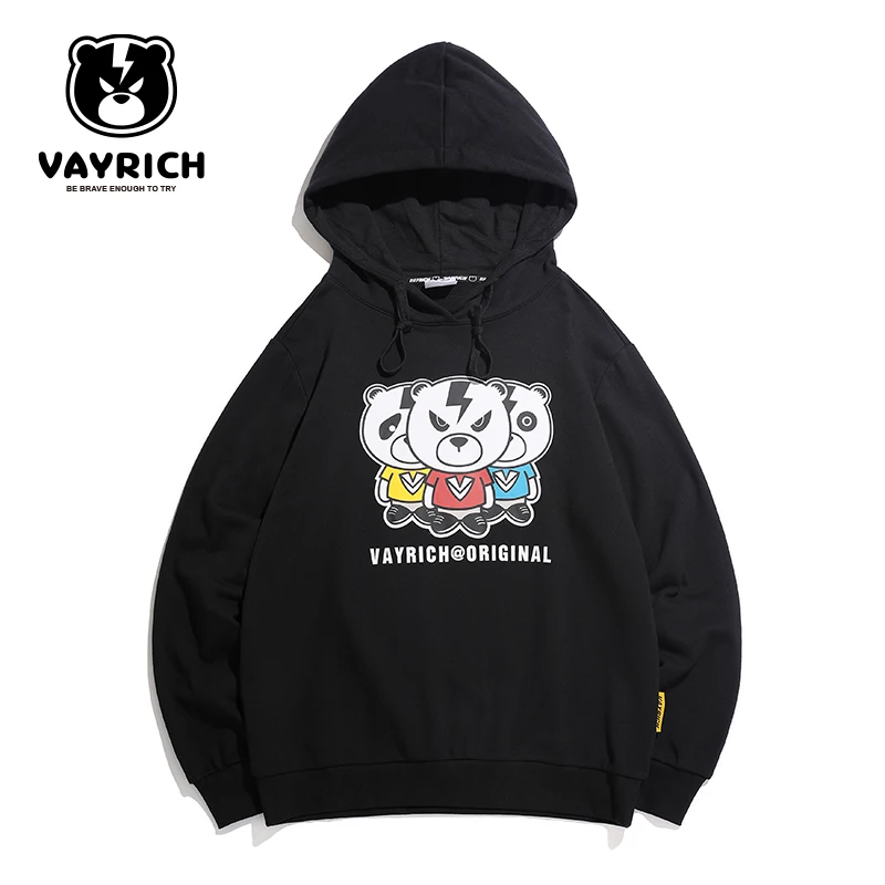 Vayrich Branded 100% Cotton Lightning Bears Cartoon Pullover Hoodie Streetwear Hip Hop Unisex College Casual Outerwear Coats