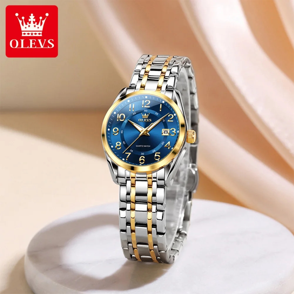 OLEVS 3666 Women Watches Original Luxury Waterproof Date Luminous Stainless Steel New Quartz Wristwatch for Lady