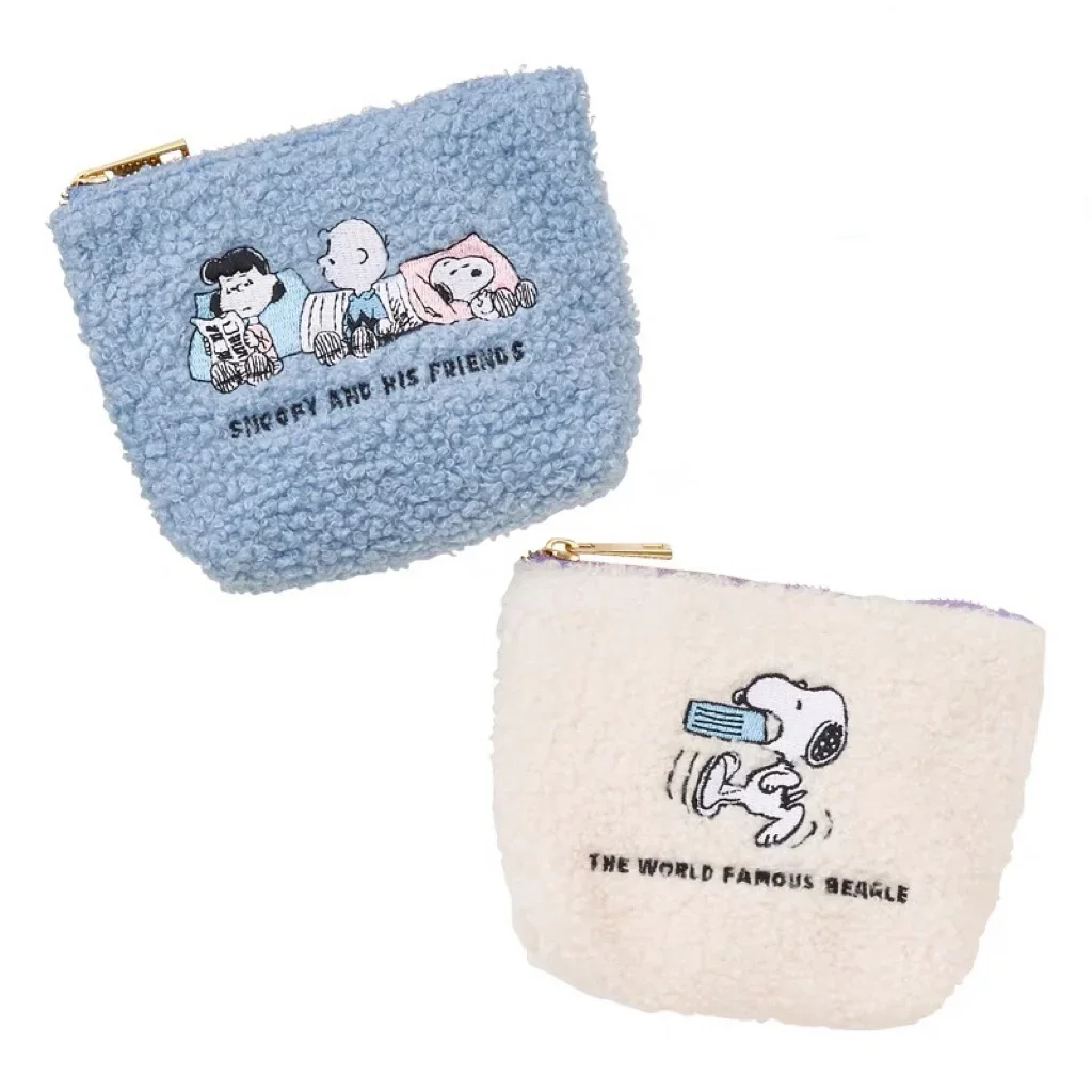 Cartoon Kawaii Storage Bag Snoopy Coin Purse Embroidered Pattern Plush Cosmetics Jewelry Anime Accessories Cute  Homeware Gifts