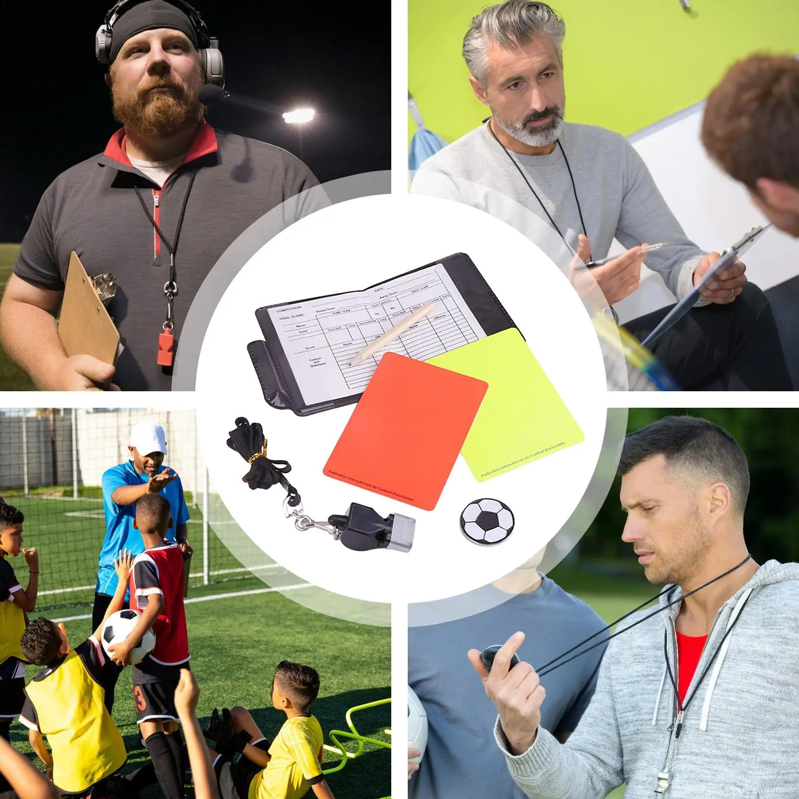Soccer Kit Whistle with Referee Cards Set, Referee Cards for Soccer Football, Ideal Referee Kits for Game Sports