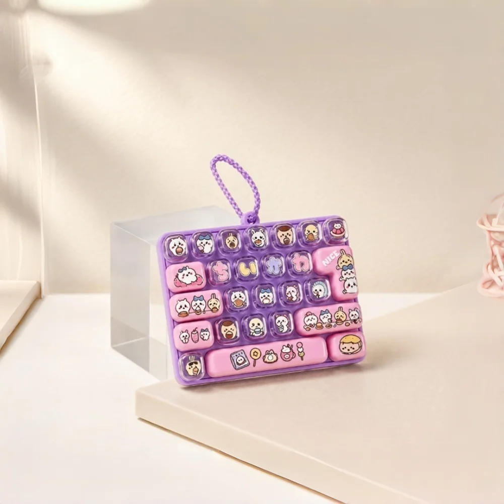  ﻿HOT Chiikawa Fidget Toy 26-Key Caps Clicker Keychain Light Up Hachiware Usagi Stress Relief Bag Charm Pendant