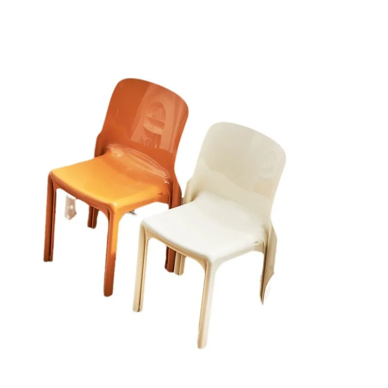

Nordic creative retro plastic chair, stackable simple ins book desk chair, backrest makeup chair