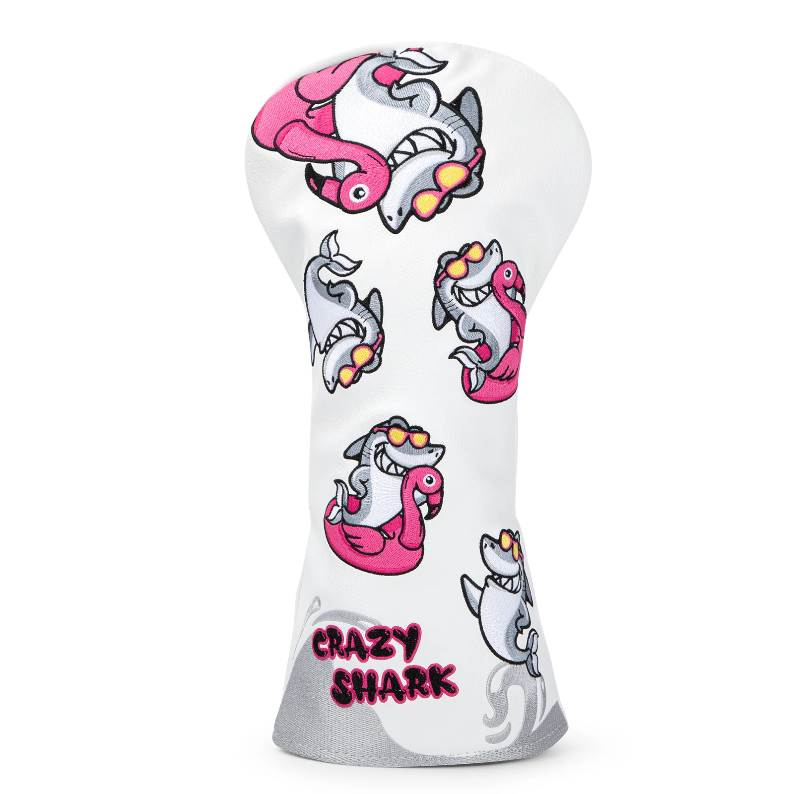 Cute Pink Dolphin Premium Leather Golf Headcovers, Golf Driver Fairway Wood Hybrid Head Cover, Embroidery with Number T, Gift