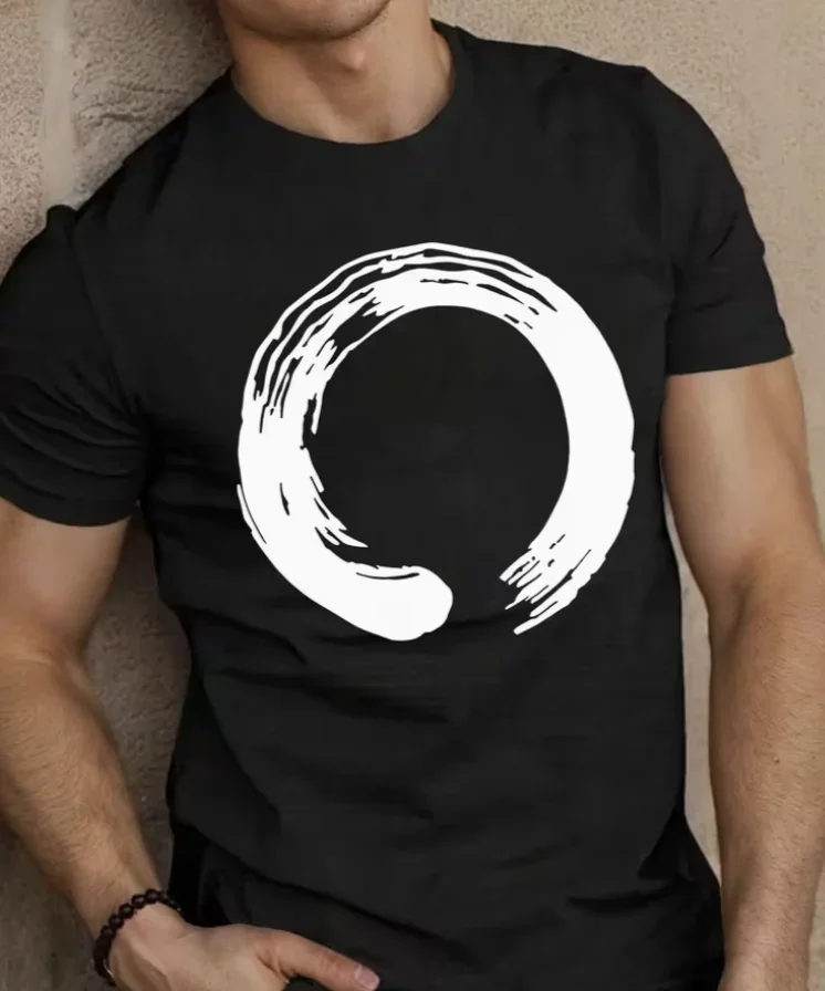 Elegant Zen Round Shape Men's Short Sleeve T-shirt Summer T-shirt Top