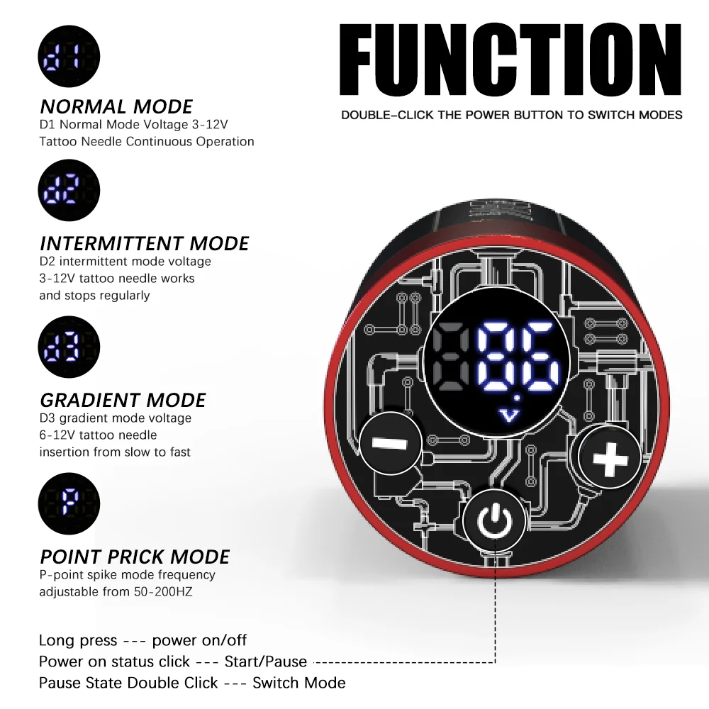 Fuente de alimentación inalámbrica para tatuaje, Mini batería con interfaz de anillo de Control, máquina de tatuaje rotativa RCA, baterías para bolígrafo, 1500mAh