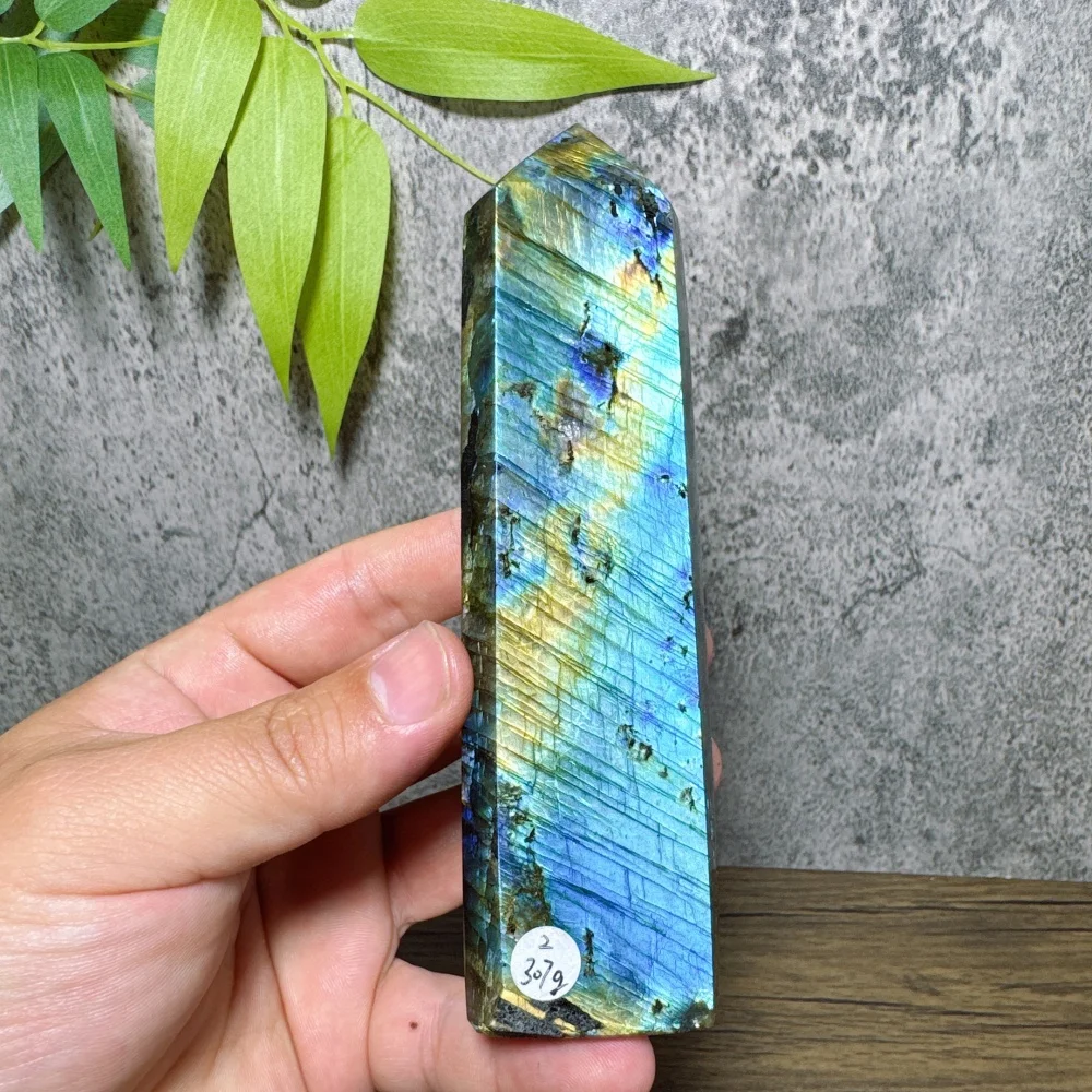 Natural Crystal Labradorite Large Tower Healing Meditation Stone Two-Face Flashy Home Decor Reiki Ornament Beautiful Gift