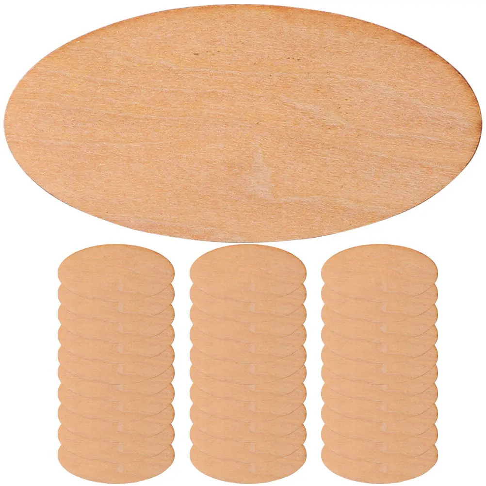 

50Pcs Oval Wooden Slices Unfinished Blank Wood Pieces DIY Craft Supplies Oval Cutouts Wood Chip for Handmade Decor