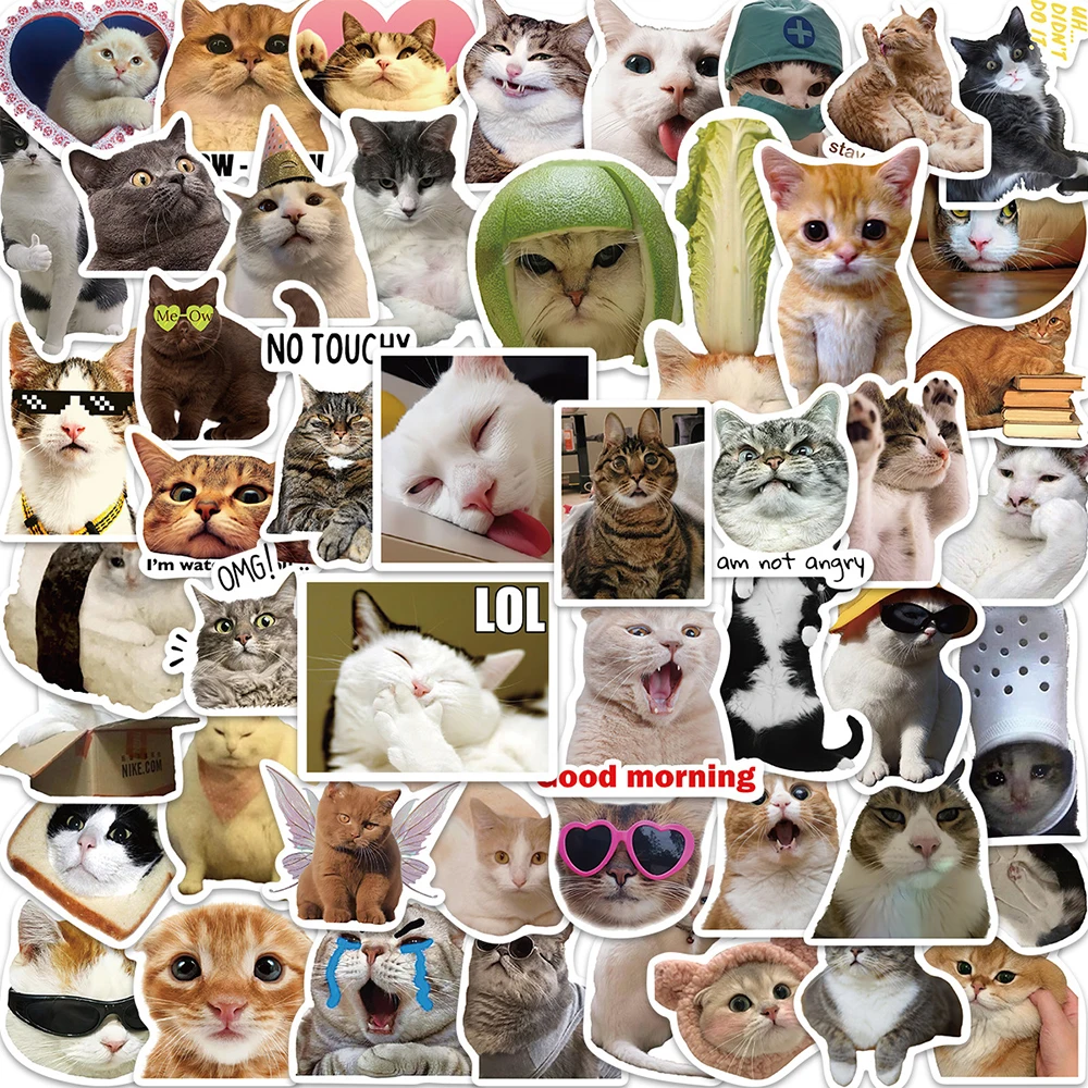 10/30/50 Stück Niedliche Lustige Katzen-MEME-Aufkleber Cartoon-Graffiti-Sticker DIY Computer Koffer Handy Wasserdichte Kawaii Tier-Dekorationsaufkleber Spielzeug