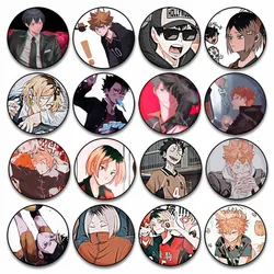 Haikyuu Anime Lapel Pins Creative Round Shouyou Hinata Tobio Kageyama Brooches Backpack Jeans Badge Accessories Fashion Jewelry