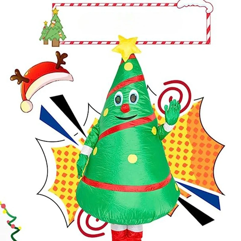 

Christmas Tree Inflatable Costume Blow Up Funny Cosplay Dress Christmas Halloween Dance Party Performance Decorative costume