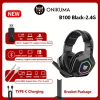 Onikuma B100 Black Wireless Headphones w/Earphones Portable Headphones Music Sports Headphones Free Headphone Stand