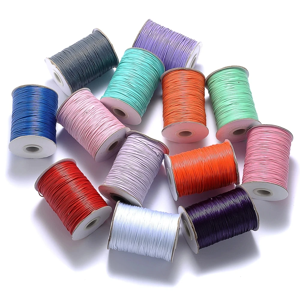 10yards 0.5mm 0.8mm 1mm 1.5mm 2mm Waxed Cotton Cord Waxed Thread Cord String Strap Necklace Rope For Jewelry Making Bracelet DIY