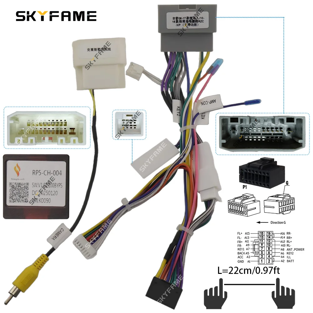 SKYFAME Adaptor Wiring Harness 16pin Mobil, Kotak Canbus Decoder, Kabel Daya Android Untuk Jeep Wrangler Compass