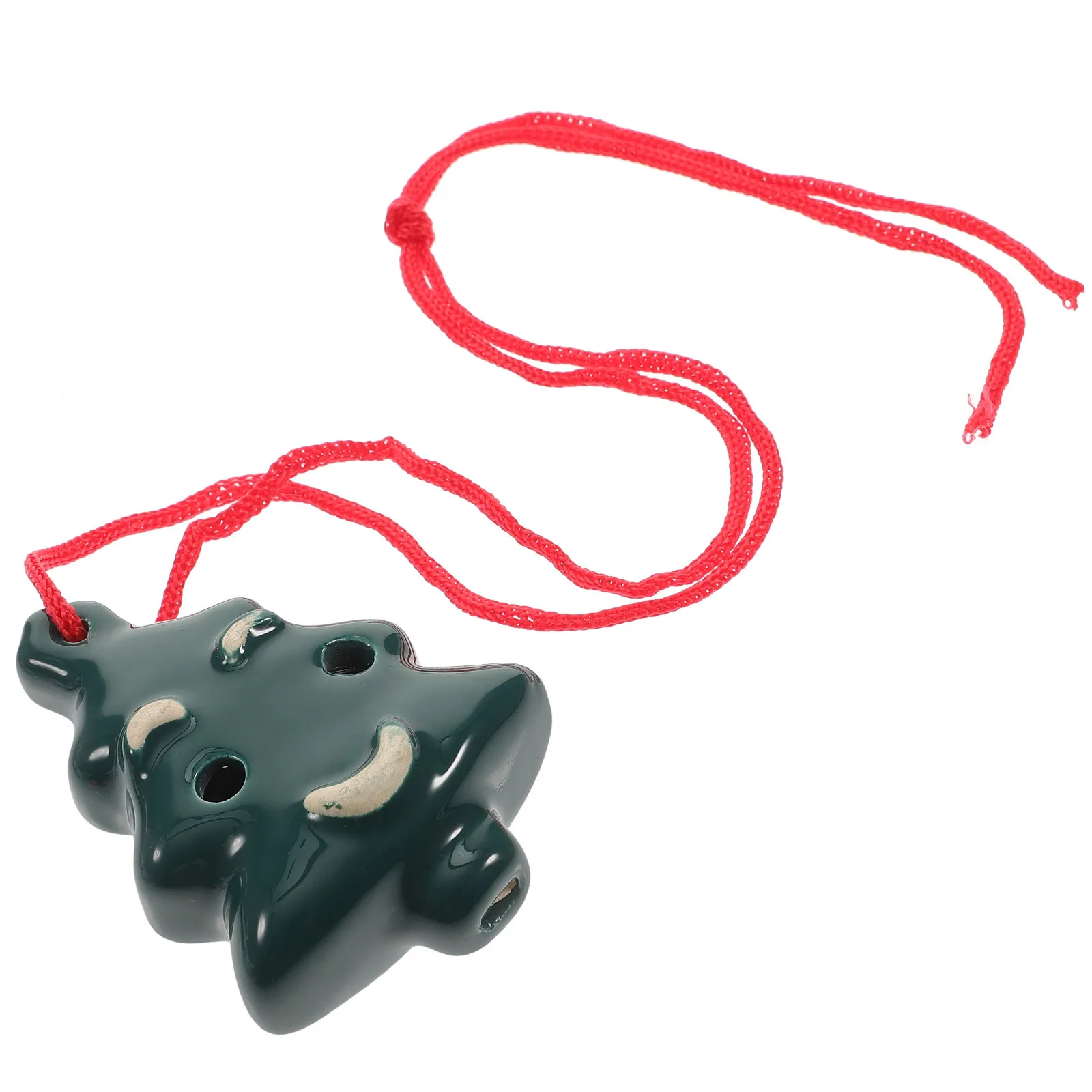 

Ceramic Beginner Ocarina 6-Hole Wind Instrument with Xmas Tree Design for Easy Learning Portable Music Practice Instrument