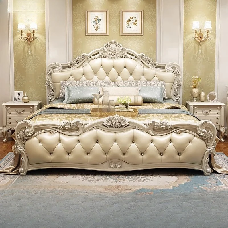 Luxury Queen Double Bed Nordic Wood European Twin Frame Double Bed High End Modern Letti Matrimoniali Furniture For Bedroom