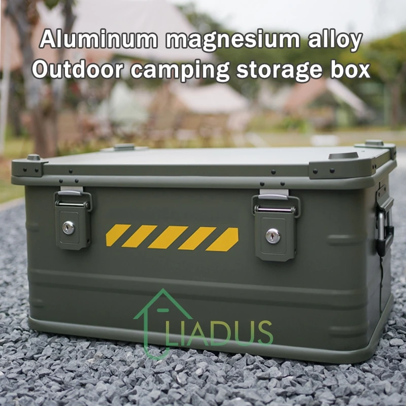 50L Large capacity Outdoor Camping Storage Box Al-mg alloy Box Trunk Storage Box With Lock Trunk Storage Box Travel Tools Box