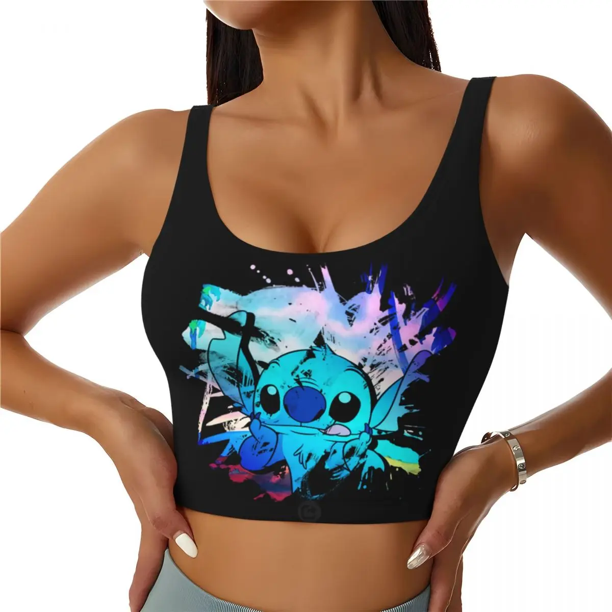 Custom Stitch Cartoon Cute High Impact Sports Bras Women's Seamless Workout Running Crop Tank Tops