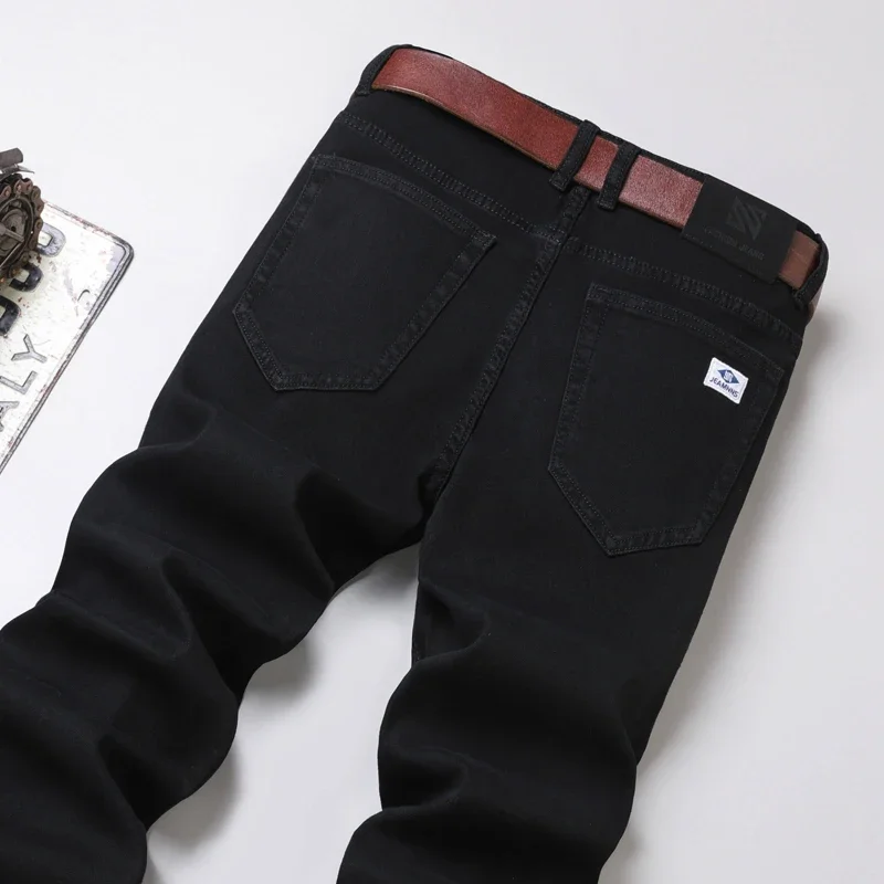 2025 New Slim Straight Men's Black Jeans Stretch Comfortable Casual Pants Fashion Korean Style High Quality Brand Denim Pants