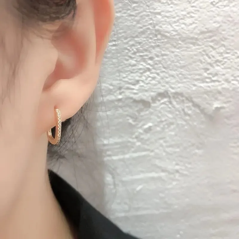 Charm Geometric Circle Zircon Hoop Earrings for Womens Luxury Gold Color Stainless Steel Dangle Korean Fashion Jewelry Accessory