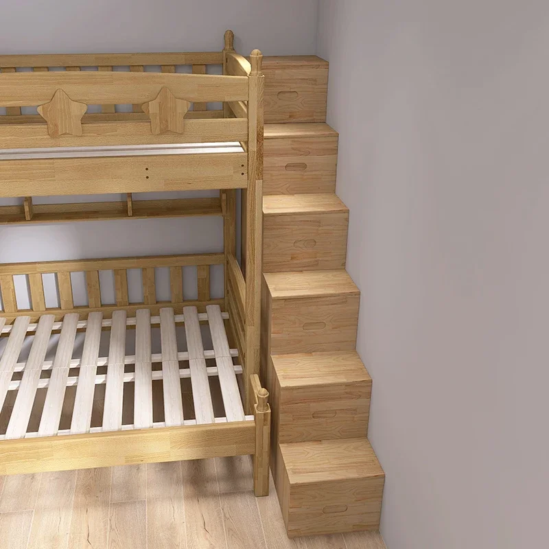 

Лестничный шкаф из массива дерева, многофункциональный шкаф для хранения лестниц, верхняя и нижняя кровать, ящик для хранения, альпинистский лофт